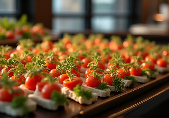 Modern ausgerichtetes Catering Event mit stilvoller Dekoration