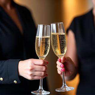 Professionelles Servicepersonal serviert Champagner